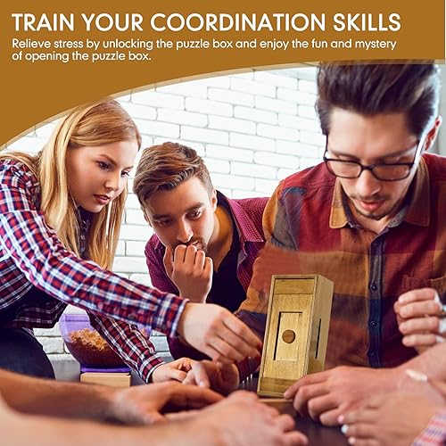 Miniatura 7 de Zhanmai 4 cajas de rompecabezas de madera para tarjetas de regalo, cajas de rompecabezas de madera para dinero, cajas de madera misteriosas para