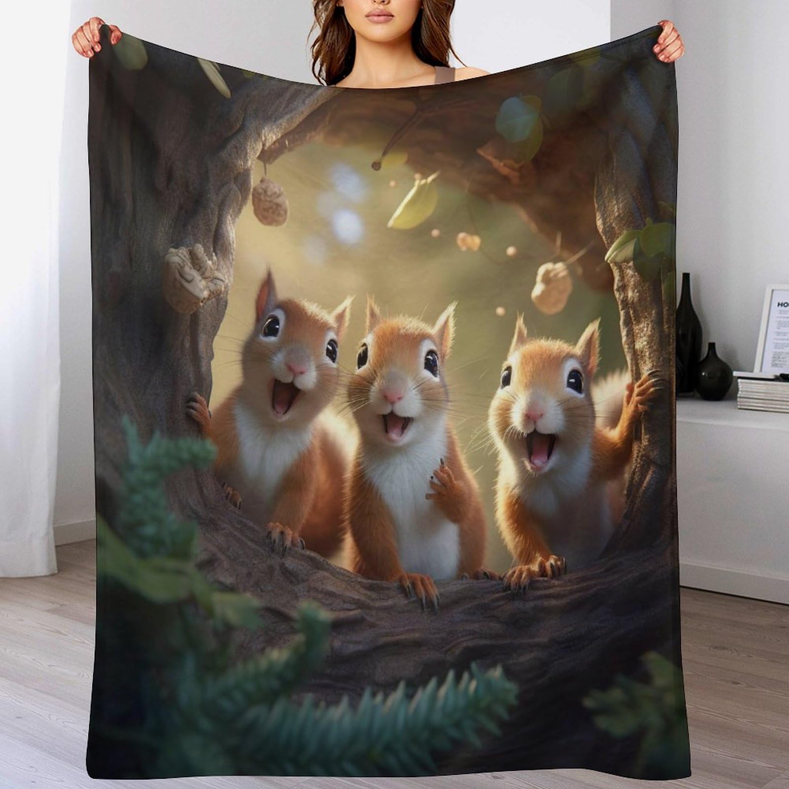 Couverture polaire écureuil pour vos soirées cocooning et voyages