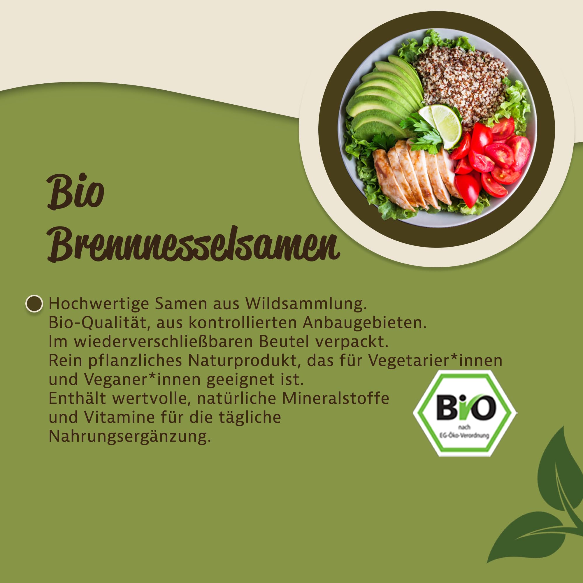 Mynatura Bio Brennnesselsamen ganz 300g I Rohkostqualität I Naturbelassen I Vitamine I Mineralien I Eiweisshaltig I Vegan I Wildsammlung I DE-ÖKO-044 I 300g Beutel (1)