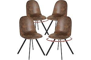 FurnitureR 4 Set Dining Chairs - Upholstered Suede Fabric Swivel Dining Room...