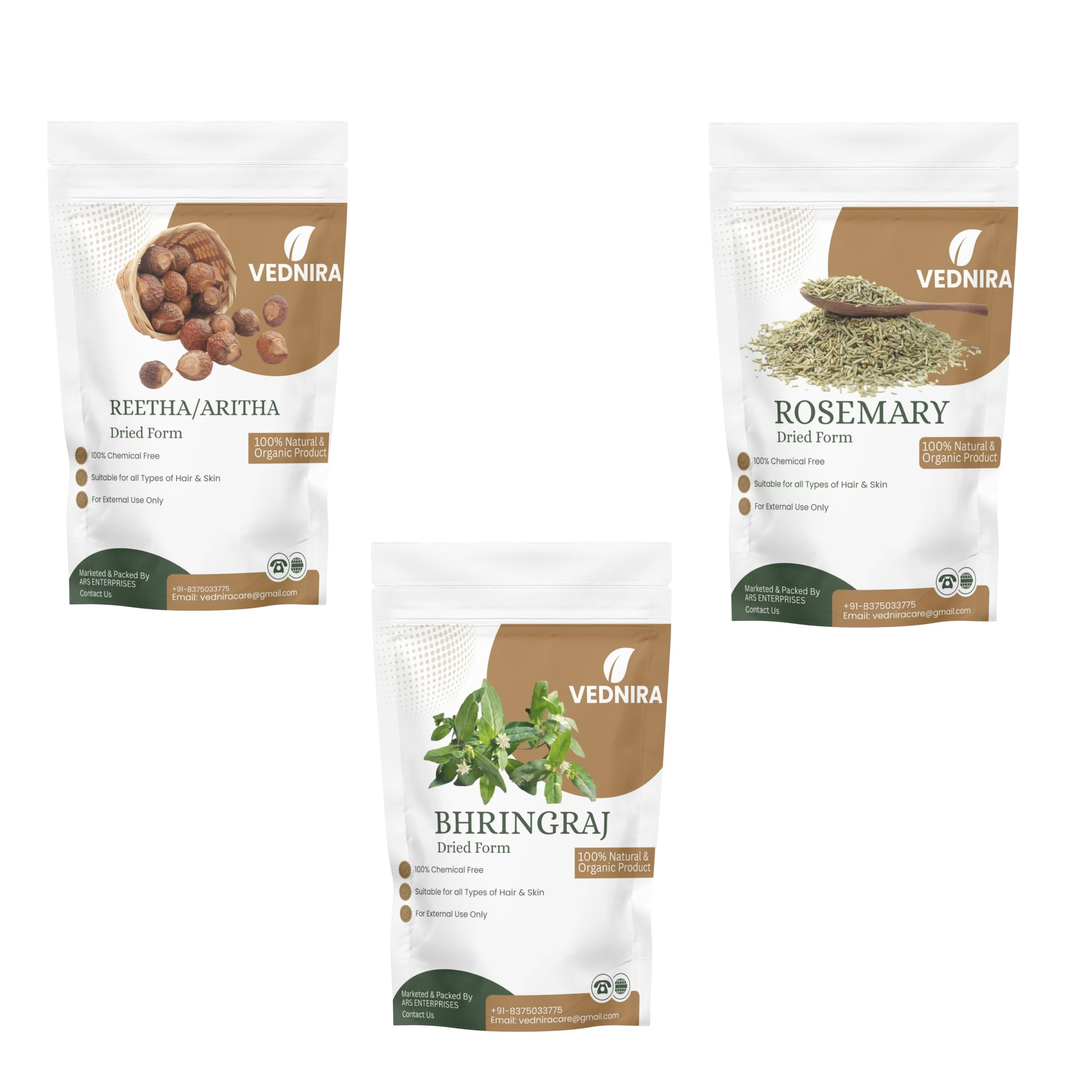 Premium Ayurvedic Hair Ritual Combo – Reetha, Rosemary & Bhringraj | Pack of 3 x 100g (300g) | Herbal Care for Strong Roots, Clean Scalp , Natural Shine, Hair Growth & Hair Fall Control | Chemical Free-image-16