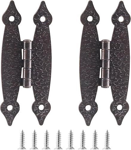 Miniatura 7 de Waziaqoc Bisagra de gabinete en H de 2 piezas, bisagra compensada de cobre antiguo, bisagra de puerta empotrada, bisagras planas decorativas con