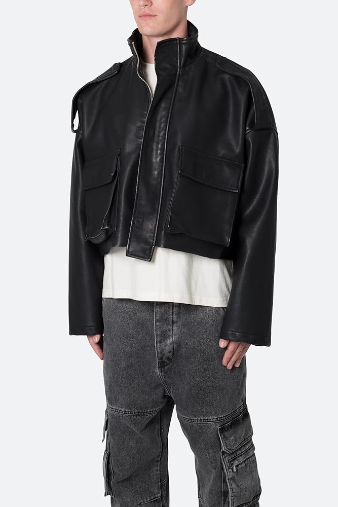 MNML PU CROPPED M65 レザー ジャケット Black 送料込み MNML PU CROPPED M65 レザー ジャケット Black 送料込み (MNML