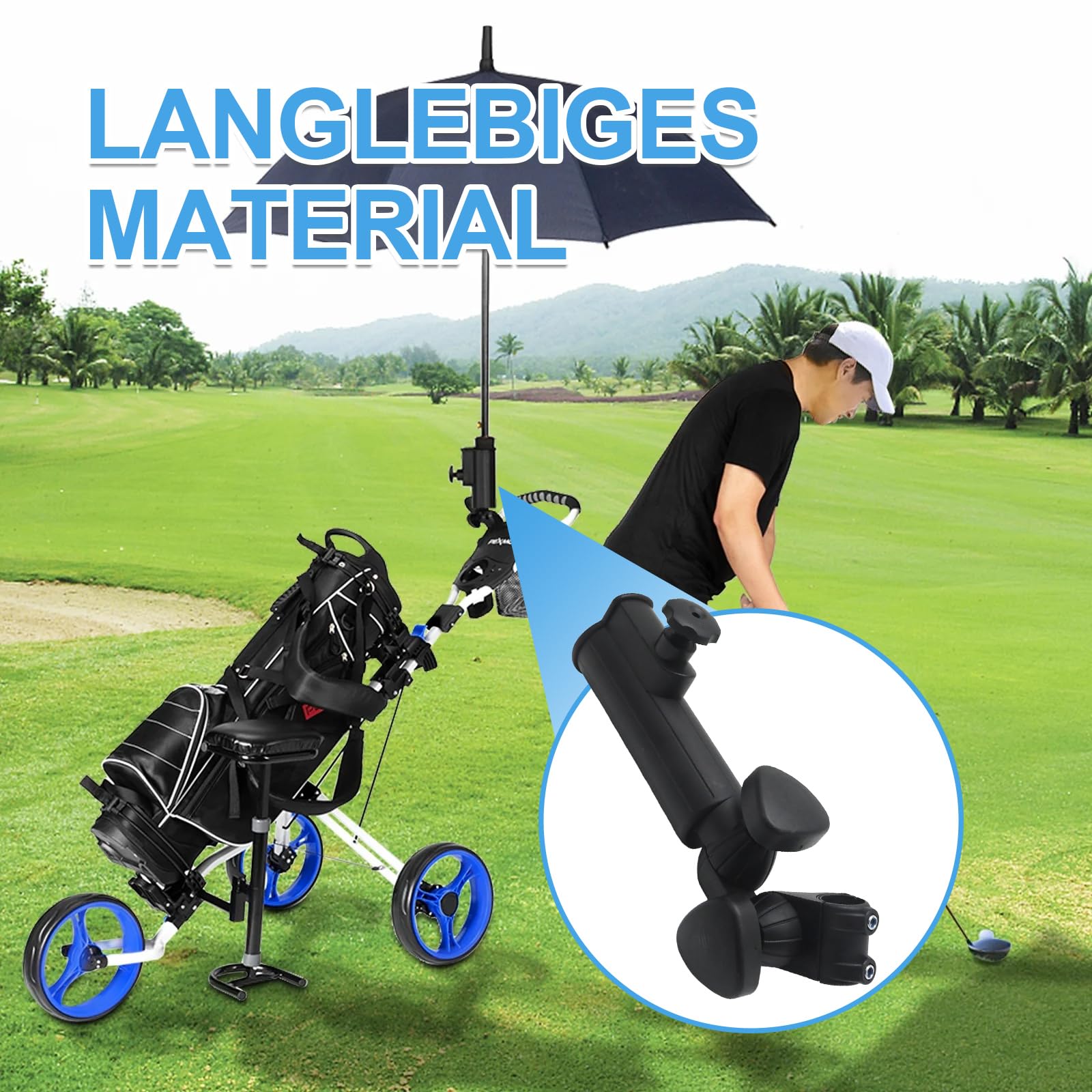 Supporto universale per ombrellone per carrello da golf, passeggino e bicicletta, regolabile a 180°, flessibile e sicuro, ideale per sole e pioggia