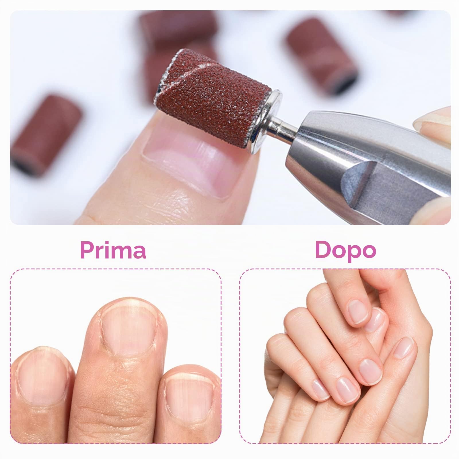 120 Pezzi Nastri Abrasivi Manicure, 80# 120# 180# 240# Levigatura Bande, Bande Abrasive con Punte per Fresa Unghie per Pedicure del Manicure del Trivello del Unghie Macchina