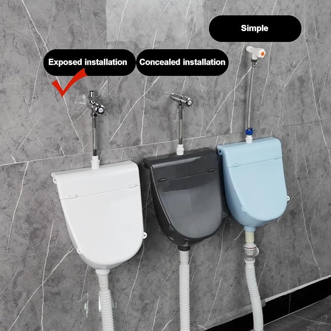 Urinal masculino de plástico para montaje en pared, con tapa y diseño antiespl splashes, color negro miniatura 5