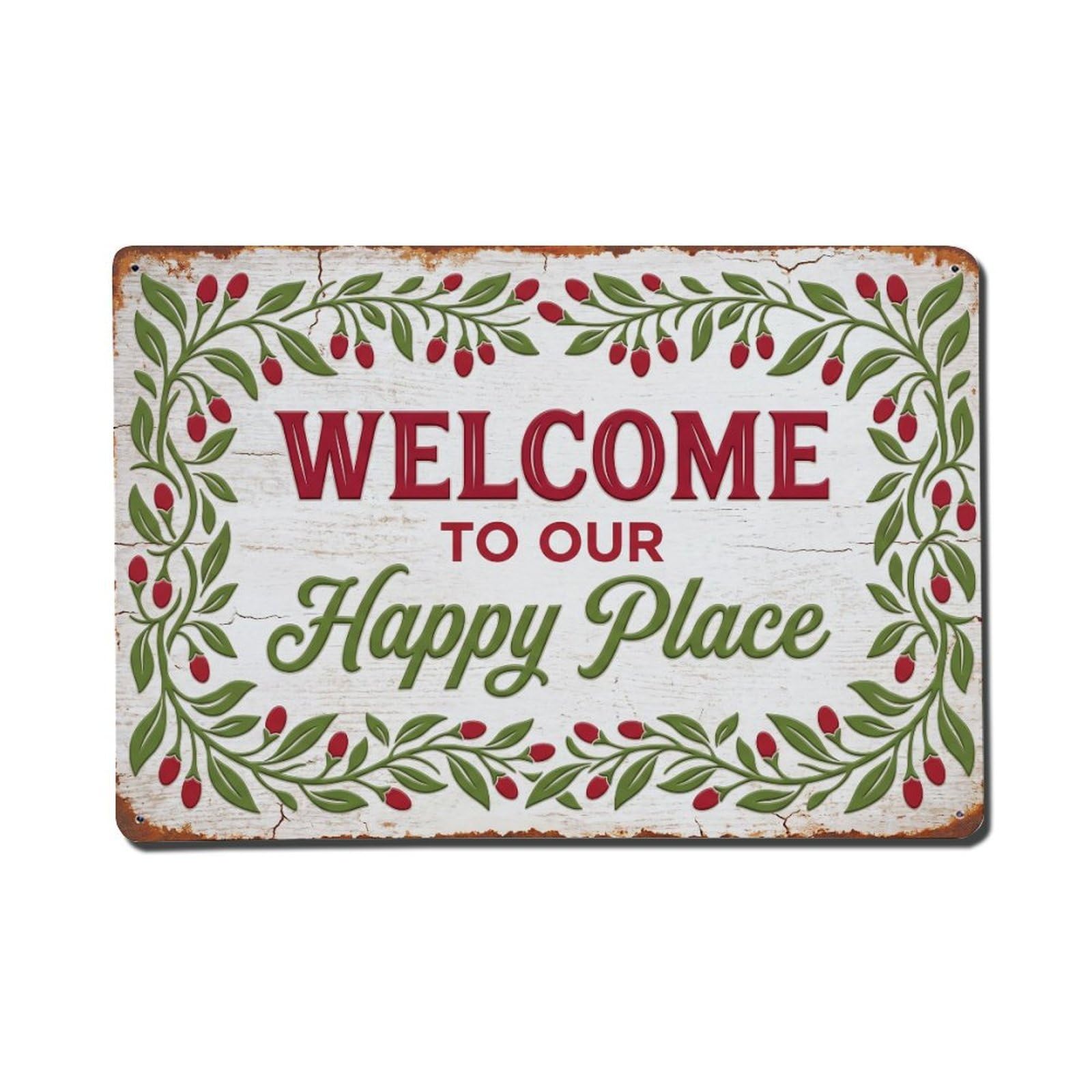 Welcome To Our Happy Place Goji Berry Orchard Metal Tin Sign