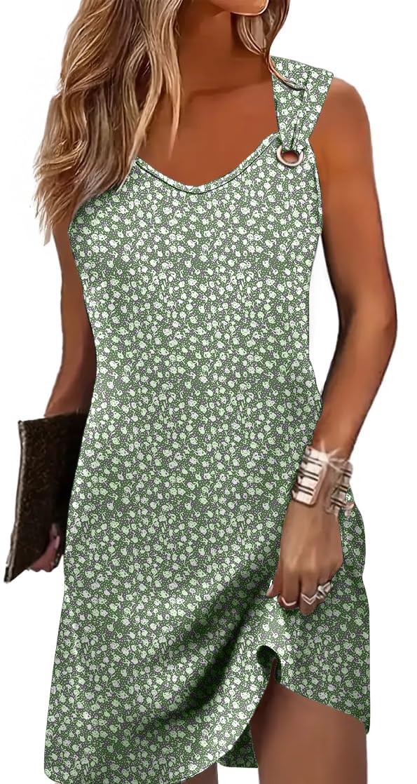 Summer Dresses for Women Sleeveless Casual Sundresses Loose Beach Cover Ups Trendy Tank Midi Sun Dress