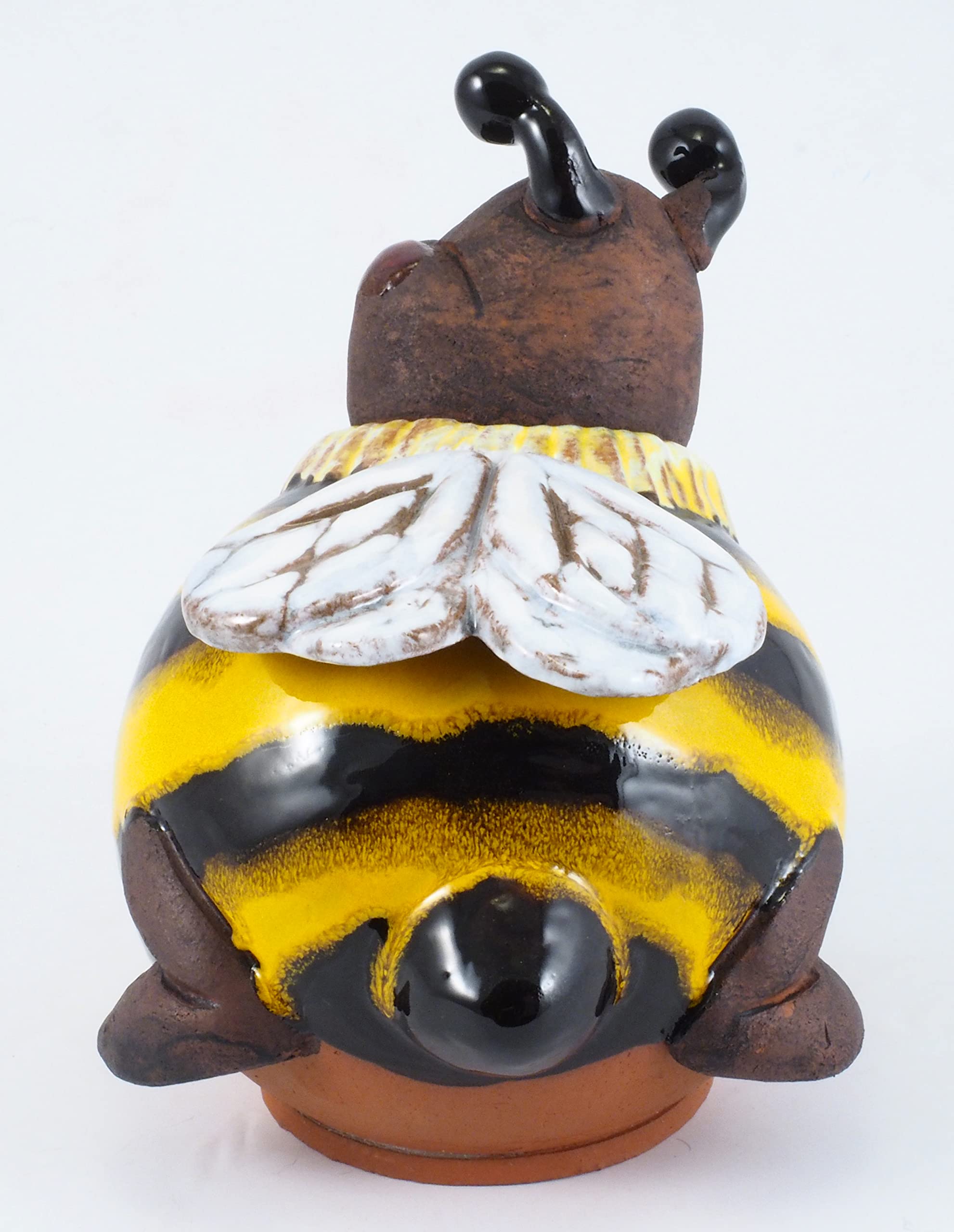 Gartenstecker Keramik Handgefertigt - Gartendeko für Draußen Wetterfest - Garten Deko Keramik - Gartenfiguren & Gartenstatuen - Lustige Hummel