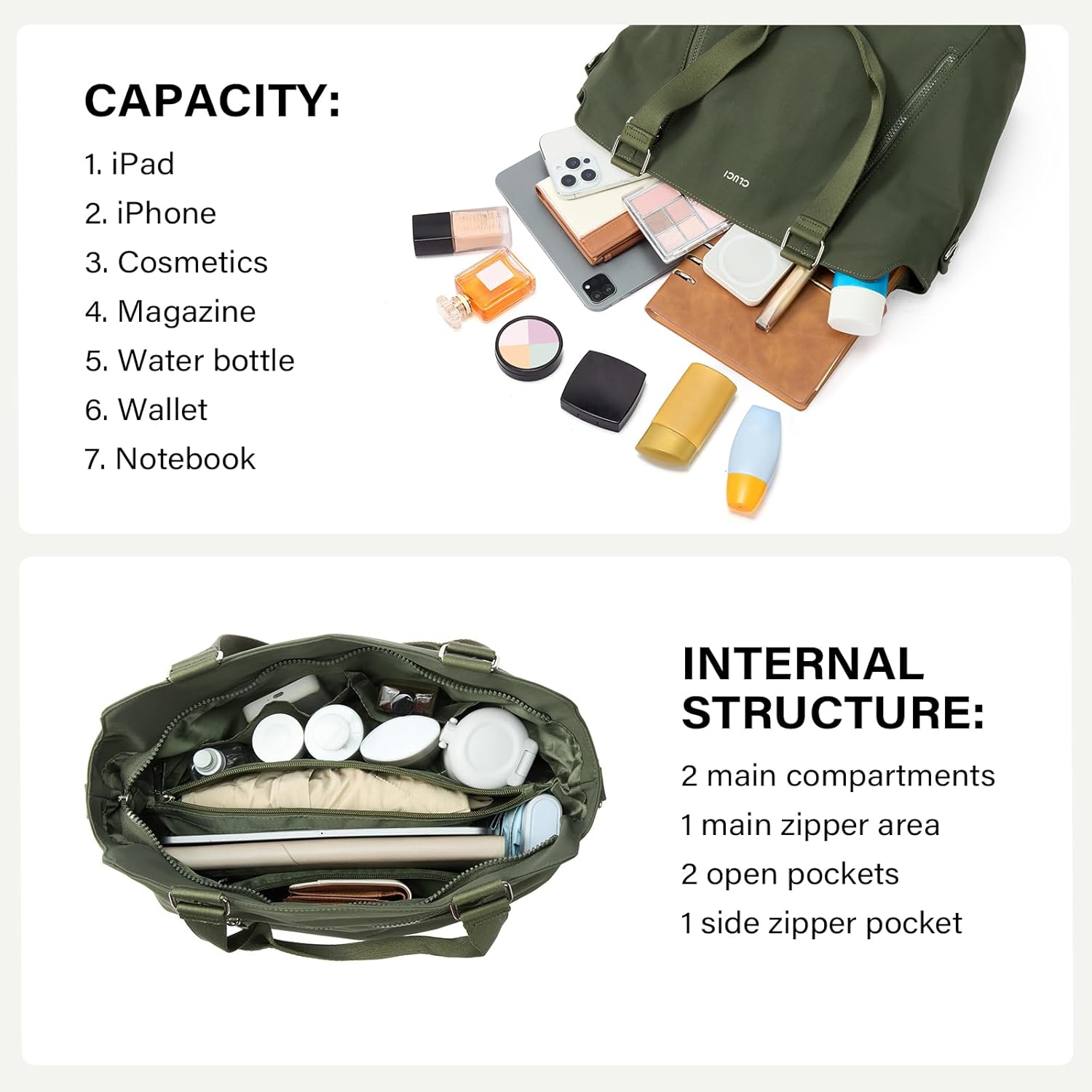 CLUCI Purses for Women, Large Hobo Bags, Multiple Pockets Tote Handbags, Water Repellent Shoulder Bag with Adjustable Strap - Image 4