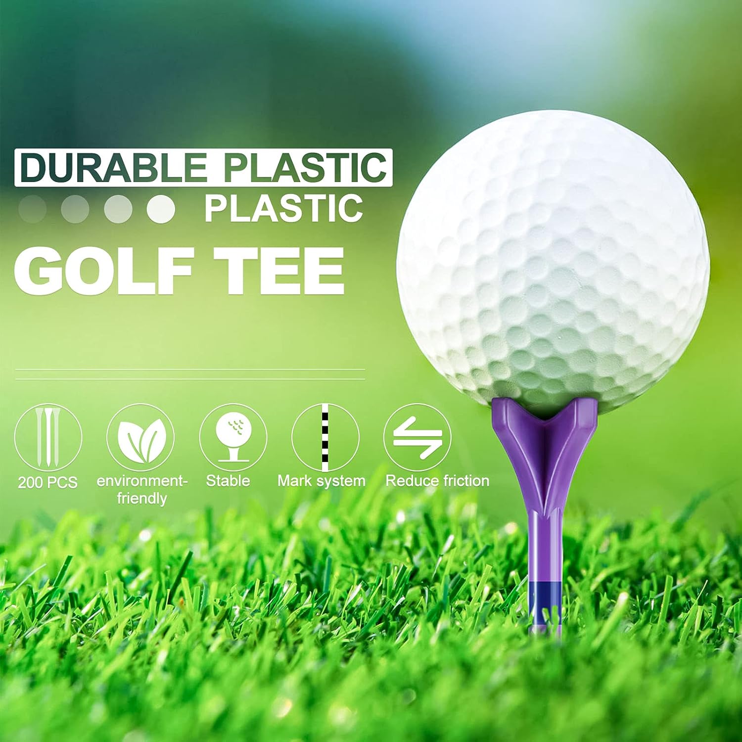 review 200 Pieces Plastic Golf Tees 2-3/4 Inch and 3-1/4 Inch Plastic Tees Reduce Friction Side Golf Tees 4 Prongs Black Striped Plastic Tees for Golf Training Accessories