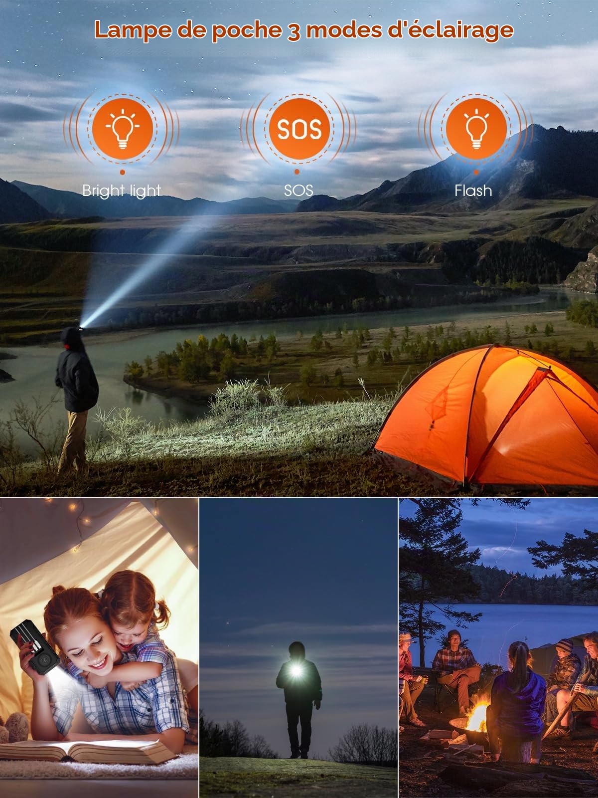 Power Bank 52800mAh: Solaire Batterie Externe avec Charge Rapide 30W PD, 3 Câbles Intégrés, 5 Sorties, 2 Entrées, Charge sans Fil, Chargeur Portable pour Smartphones (Orange)