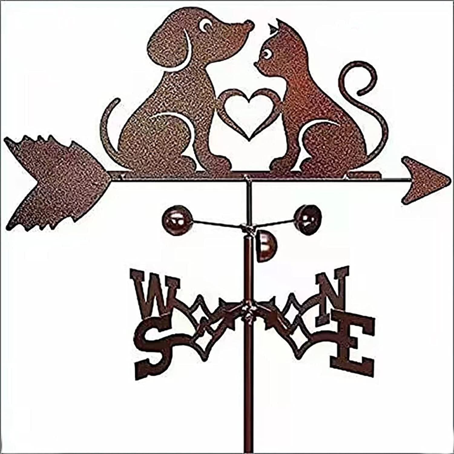 WIQUYBML Garden Wind Vanes Weather Vane Rooftop Outdoor Decoration Direction Indicator for Decoration/Cat and Dog/55Cn*33Cm