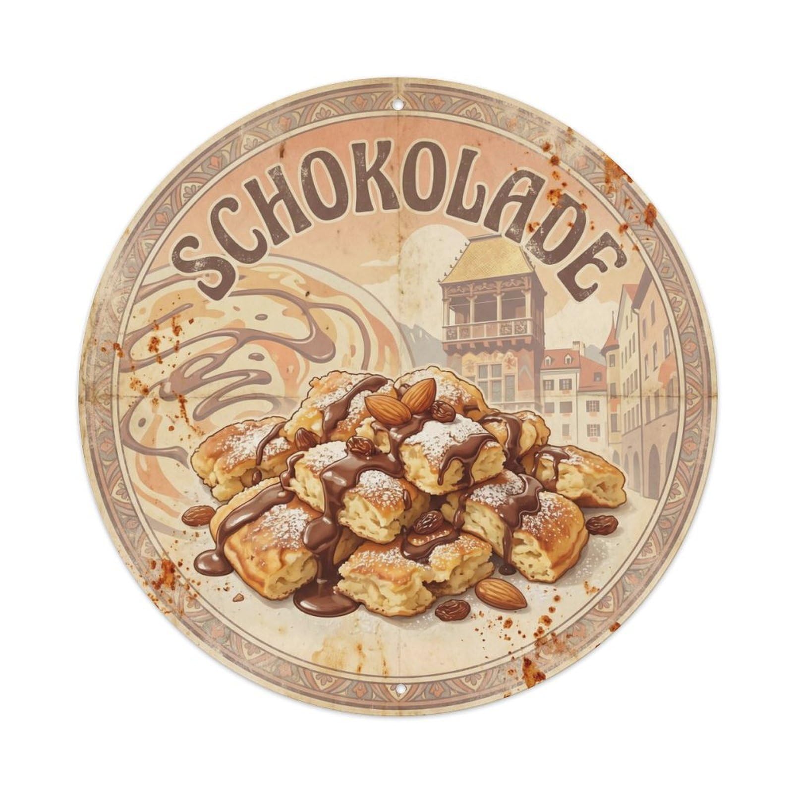 Confectionery Dessert Market Travel Austrian Culture Metal Tin Sign