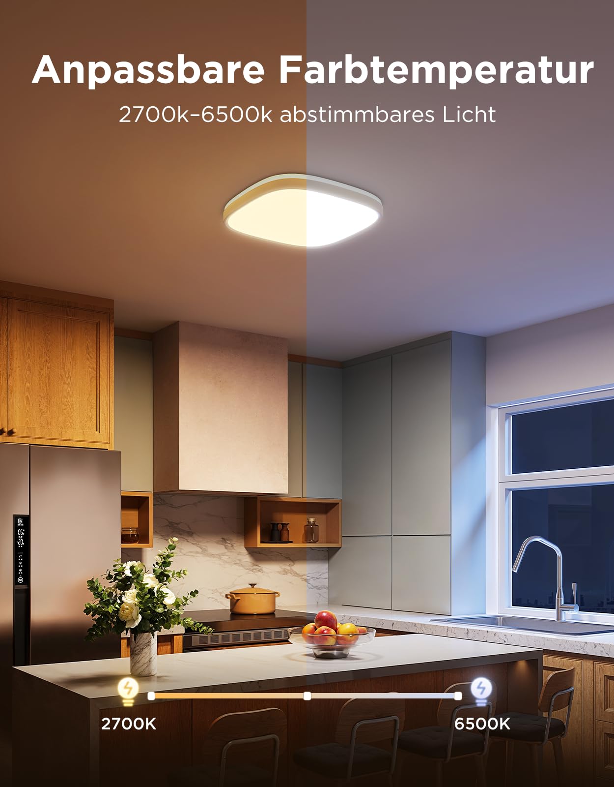 Govee Deckenlampe RGBIC Smart, 24W LED Deckenleuchte dimmbar, 2400LM Deckenlampe Schlafzimmer Kompatibel mit Matter, Alexa & Google Home mit 16 Millionen DIY Farben, für Wohnzimmer Küche Flur, 30cm