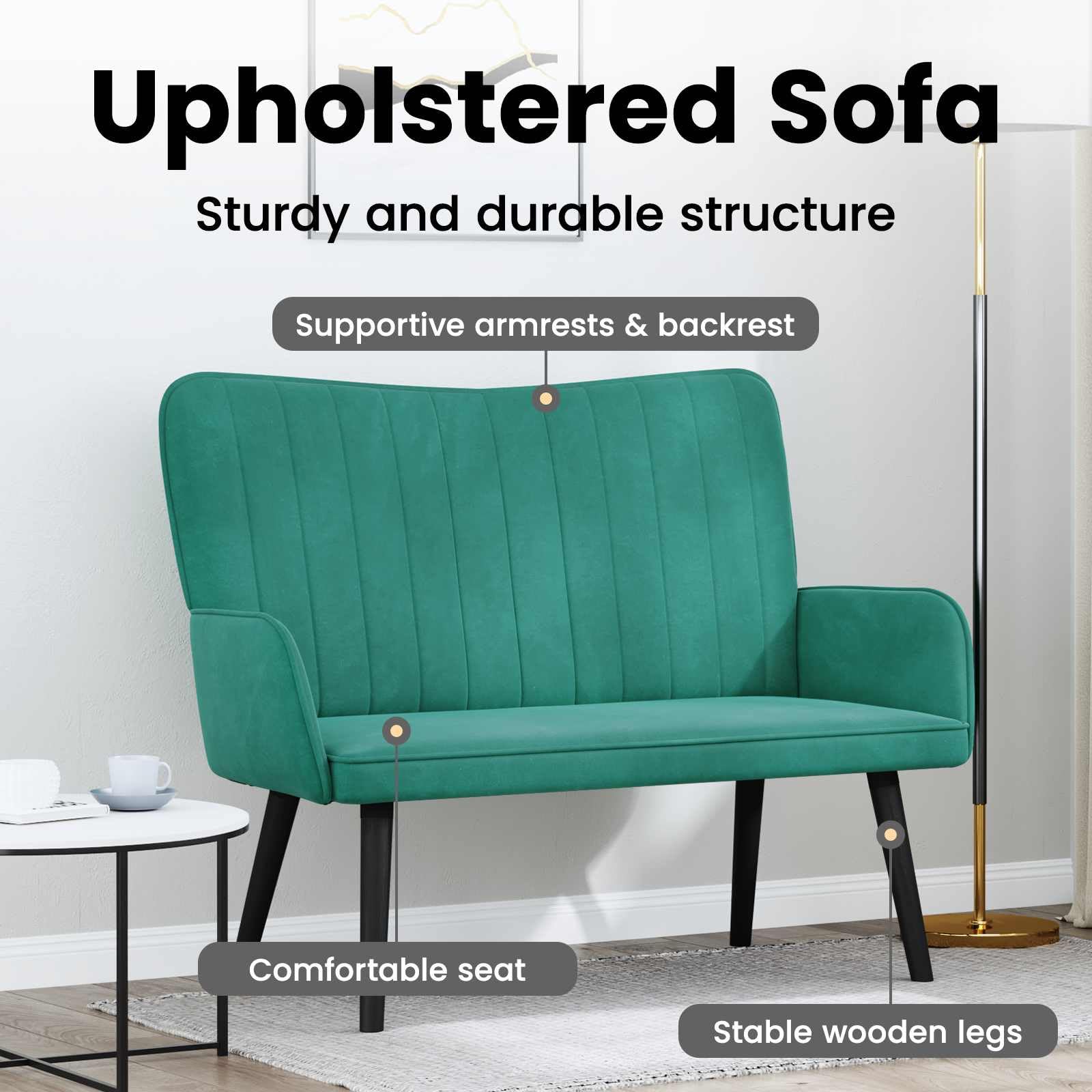 vidaXL Sofá de 2 Plazas Tuquesa 115 x 61 x 87 cm Terciopelo