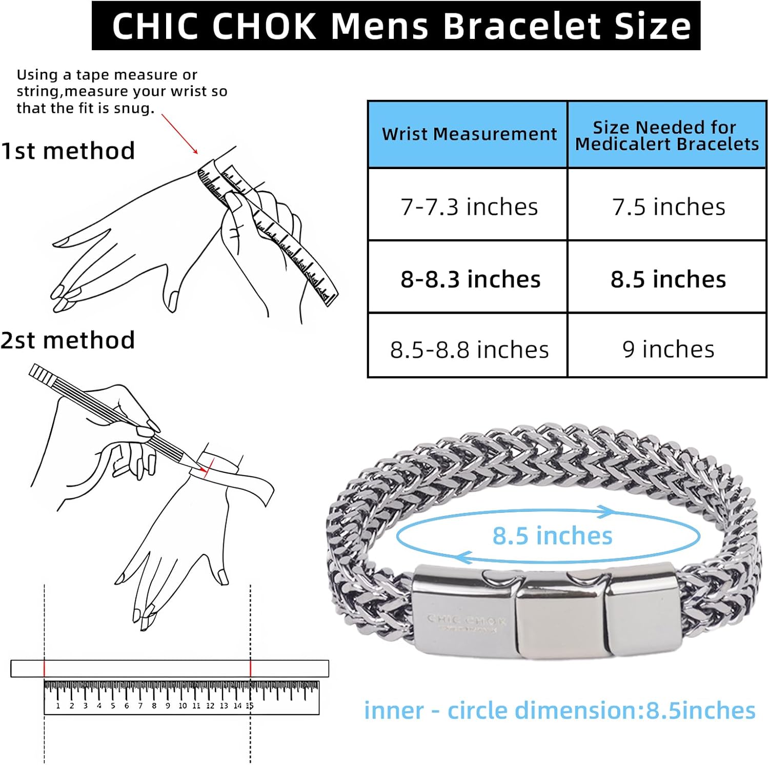 Mens Bracelet Stainless Steel Cuban Link Chain Franco Bracelets for Men - Image 5