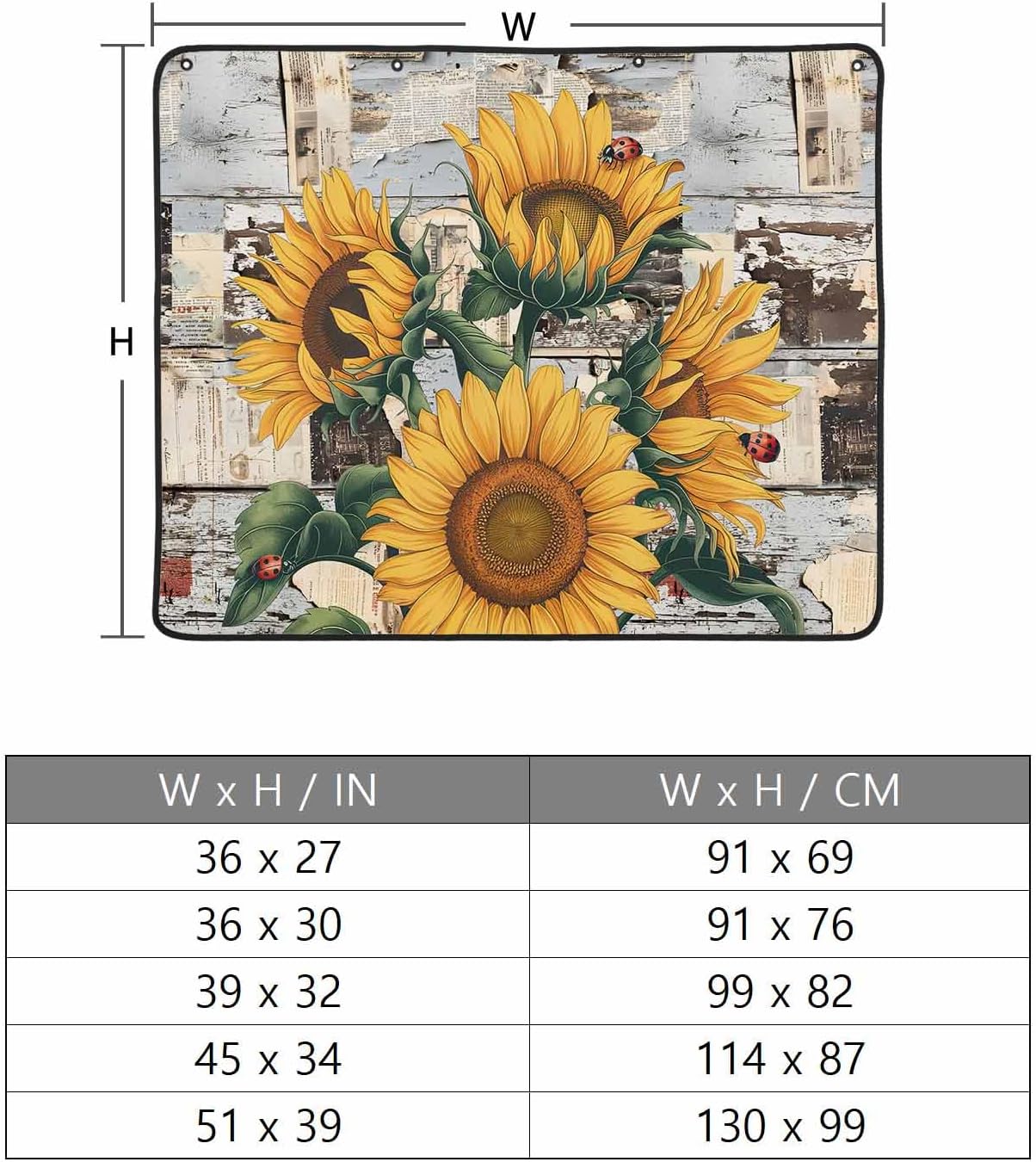 Magnetic Fireplace Cover Sunflower Fireplace Screen Decorative Vintage Blue Wood Grain Insulation Fireplaces Blocker Blanket Save Energy Fireplaces Draft Stopper Covers for Living Room 39x32 Inch