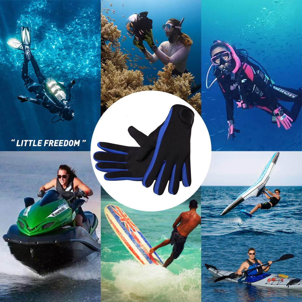 Guanti da muta da 3 mm, in neoprene, antiscivolo, termici, con cinturino da polso regolabile, per uomini, donne, adolescenti, immersioni, snorkeling, kayak, nuoto, surf, pagaia, vela, pesca, sport