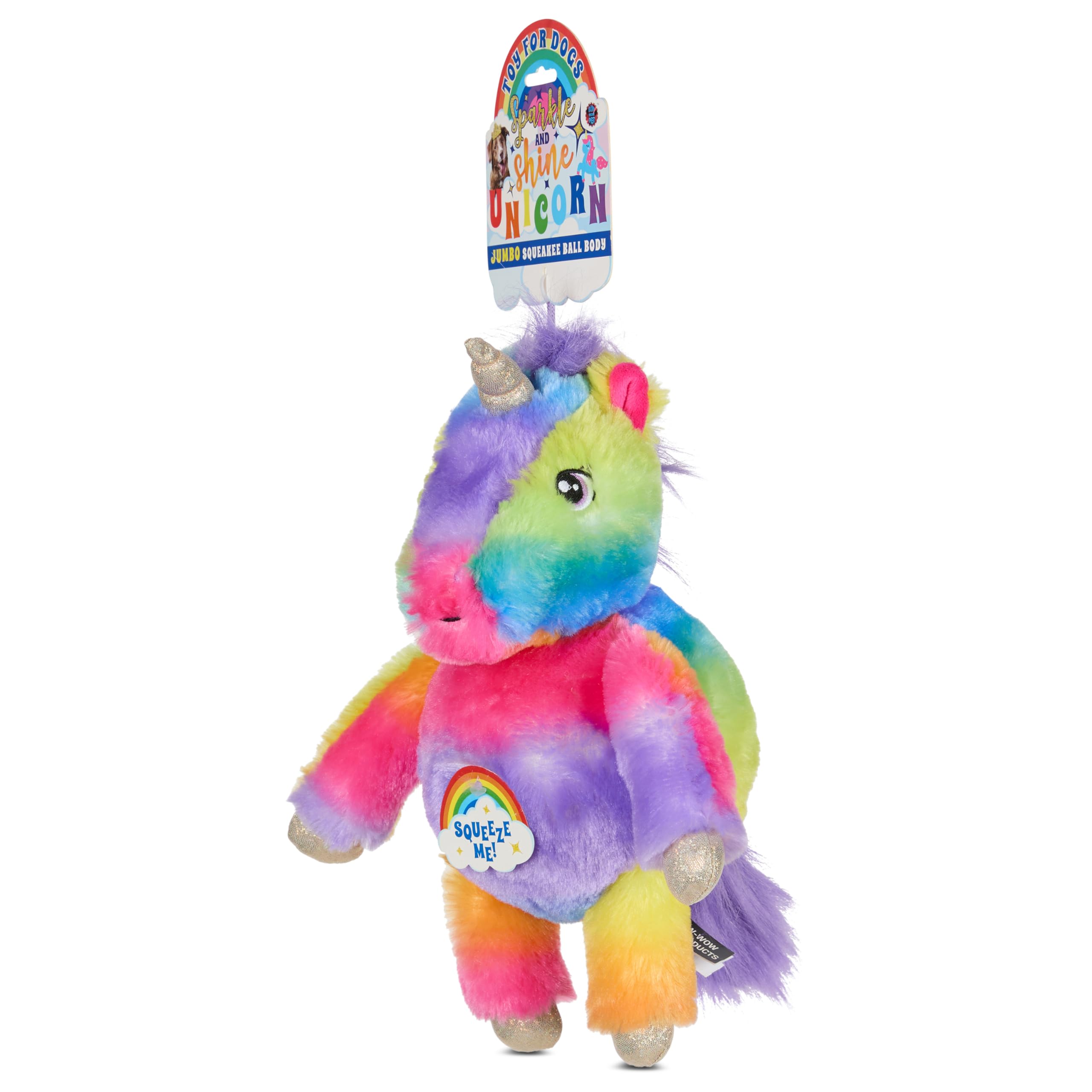 Bow Wow Full Body Squeaker Dog Toy – Plush Squeaky Toy for Dogs – Monster or Unicorn Design – Soft & Fun for Interactive Play – Assorted Colors