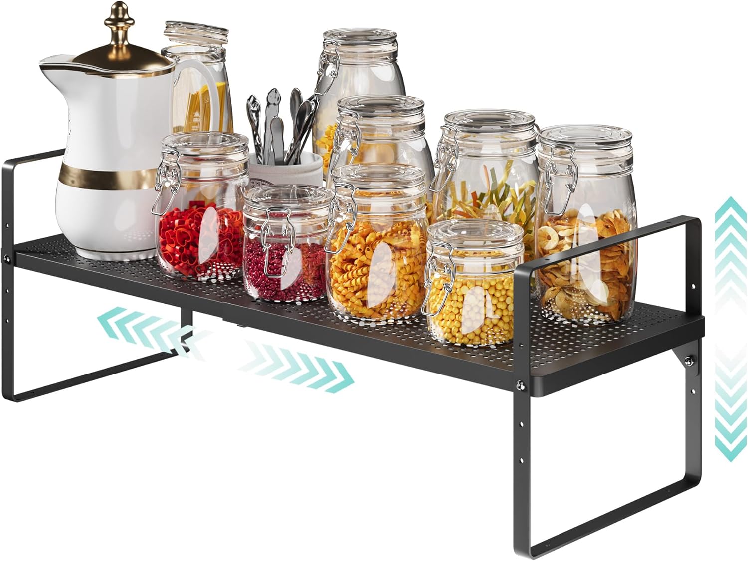 jkxoo Expandable Countertop Shelves, Adjustable