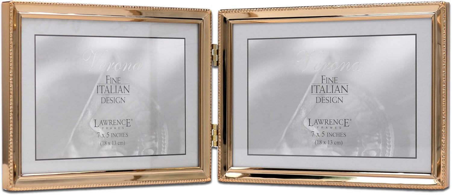 Lawrence Frames Bead Border Design, 5x7 Double, Pewter