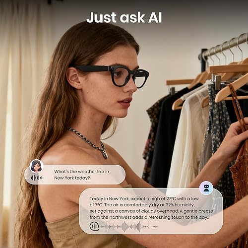 Miniatura 4 de Cyxus Lentes de cámara inteligente AI, lente de 8 MP, fotos 4K y grabación de video 1080P traducción AI Q&A Traducción TR90 Marco ligero Bluetooth