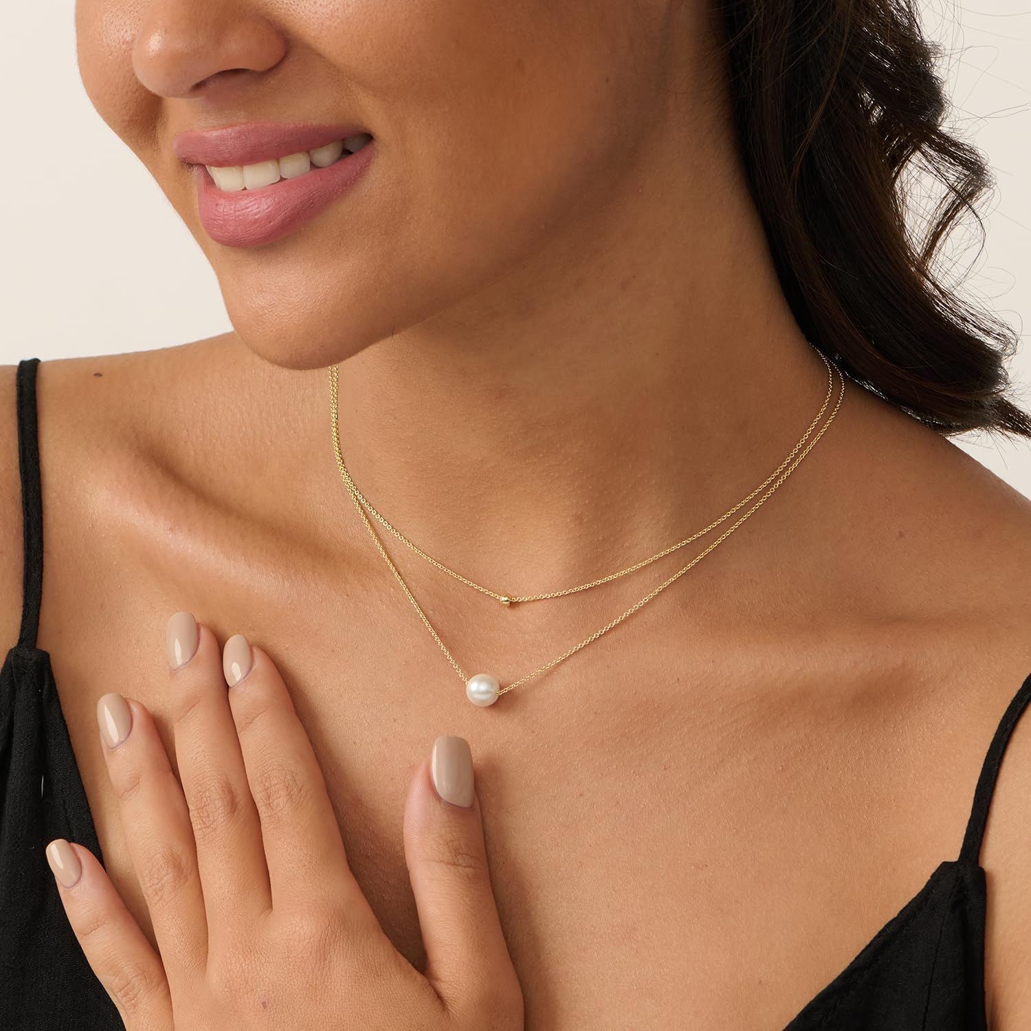 Pearl Necklace: 14K Gold-Plated/White Gold-plated Pearl Necklace for Women 16.5” + 2” - Image 2