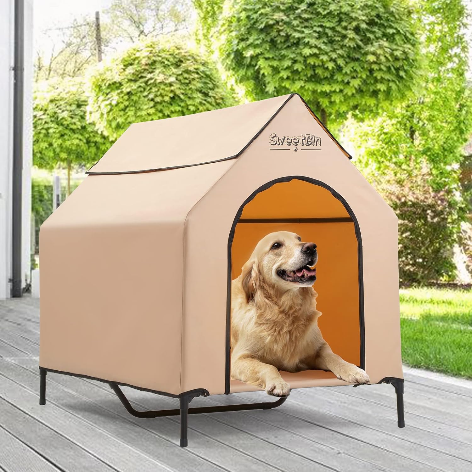 SweetBin Extra Large Portable Dog Houses with Removable Cover, XL Dog Shelters for