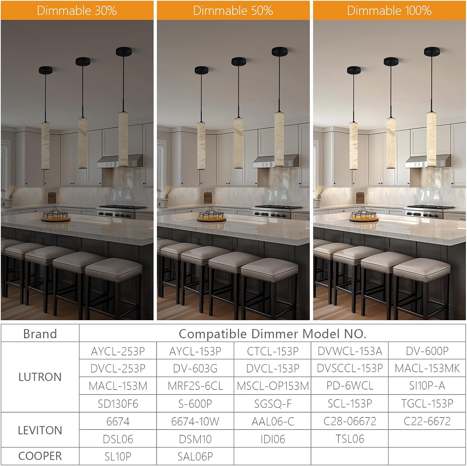 LMQNINE Natural Alabaster Pendant Lights for Kitchen Island White Marble Long Tube Chandelier Modern Black Ceiling Light Fixtures for Bedroom Dining Room Table Living Room Hallway(M-2Pack)