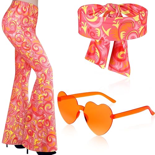 Tisancy 3 Pcs Halloween 60s 70s Disco Costume for Women