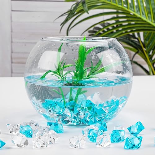 Miniatura 7 de DomeStar - Rocas de hielo trituradas falsas azules, 150 unidades de diamantes falsos de plástico, cubos de hielo de acrílico transparente, para