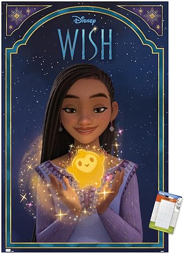 Trends International Disney Wish - Póster de pared de Asha & Star, 22.37 x 34.00 pulgadas, paquete de póster y montaje prémium