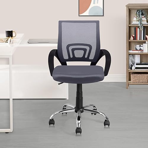 Miniatura 9 de Silla ergonómica de escritorio para oficina en casa con soporte lumbar ajustable, cómoda silla giratoria giratoria, silla ejecutiva blanca para