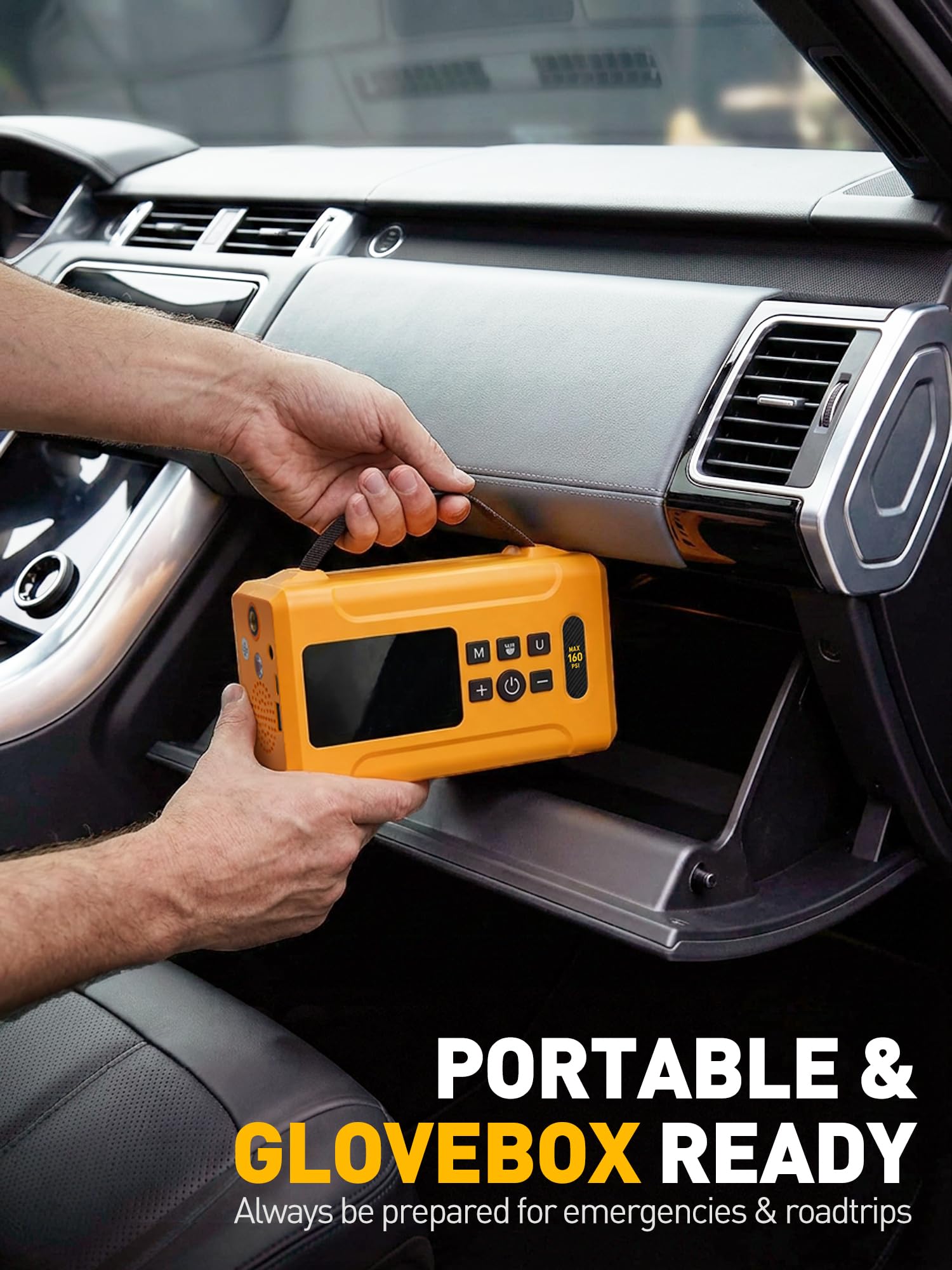 Reifenfüller, tragbarer Luftkompressor, 160 PSI Luftpumpe für Autoreifen, 6000 mAh & 12 V Gleichstrom, schnell 24 l/min, digitales Reifendruckmesser, LED-Lichter, 5 Modi, automatische