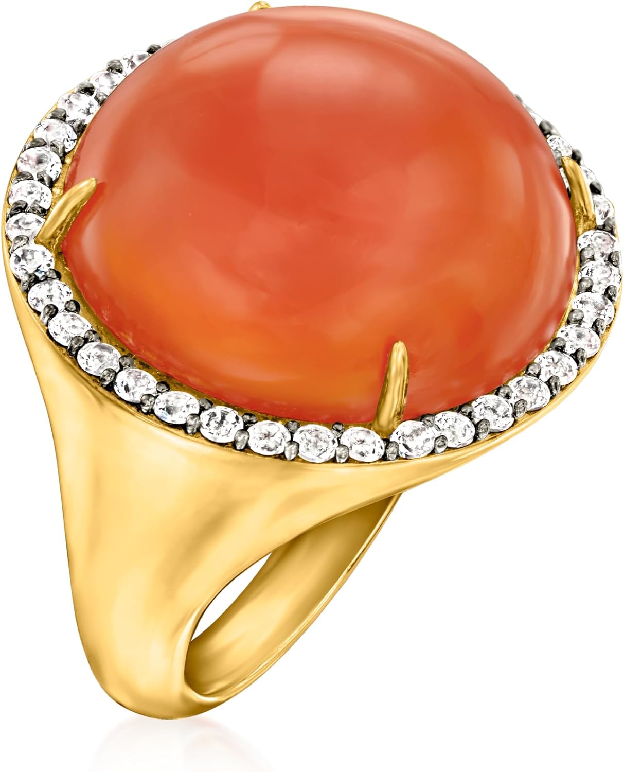 Ross-Simons Carnelian and .60 ct. t.w. White Topaz Ring in 18kt Gold Over Sterling - Image 3