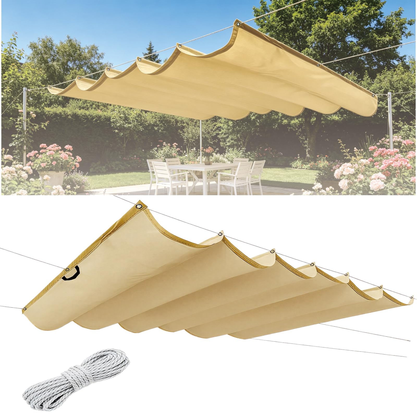 Voile d'ombrage rétractable vague pour votre terrasse et repas de patio