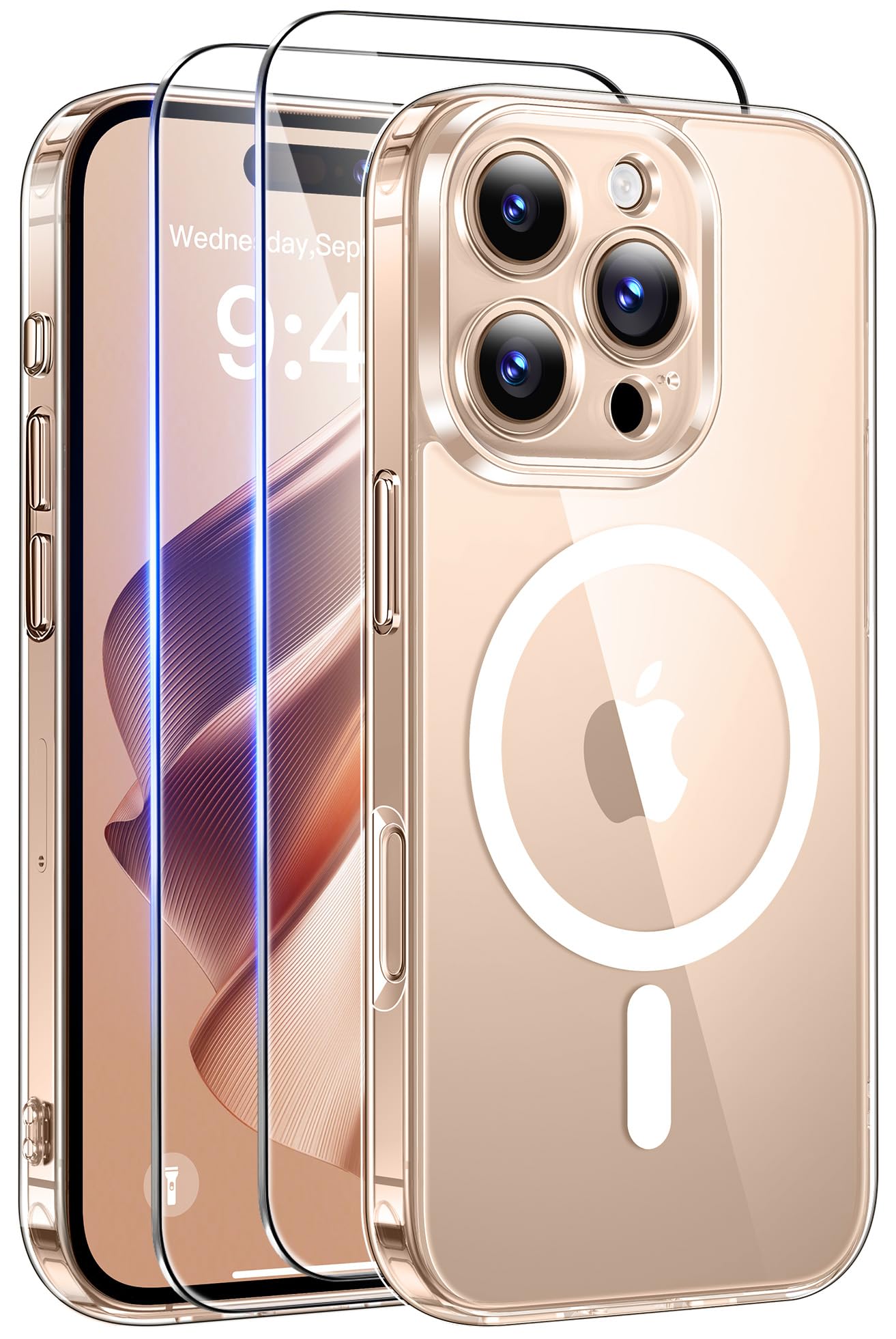 Qasyfanc Magnetic for iPhone 15 Case with 2 Tempered Glass Screen Protector, Compatible with MagSafe, Full Camera Protection, [Anti-Yellowing] Shockproof Protection Phone Case, Clear — view 28