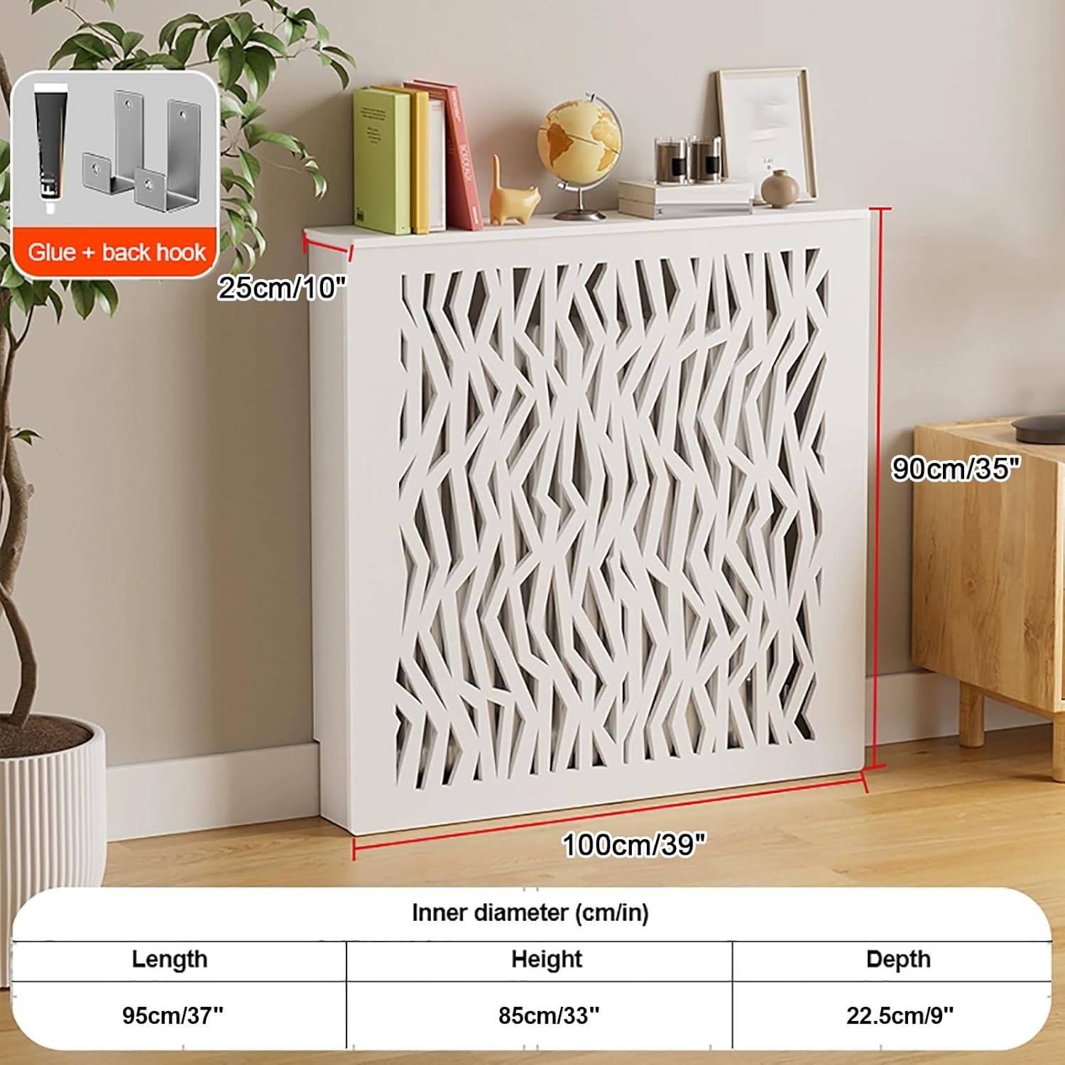 Modern Radiator Cover Steam Radiator Shelf Decoration to Hide Cluttered Pipes, for Home Living Room Bedroom Office Heating Cabinet(100x90x25cm/39x35x10in)