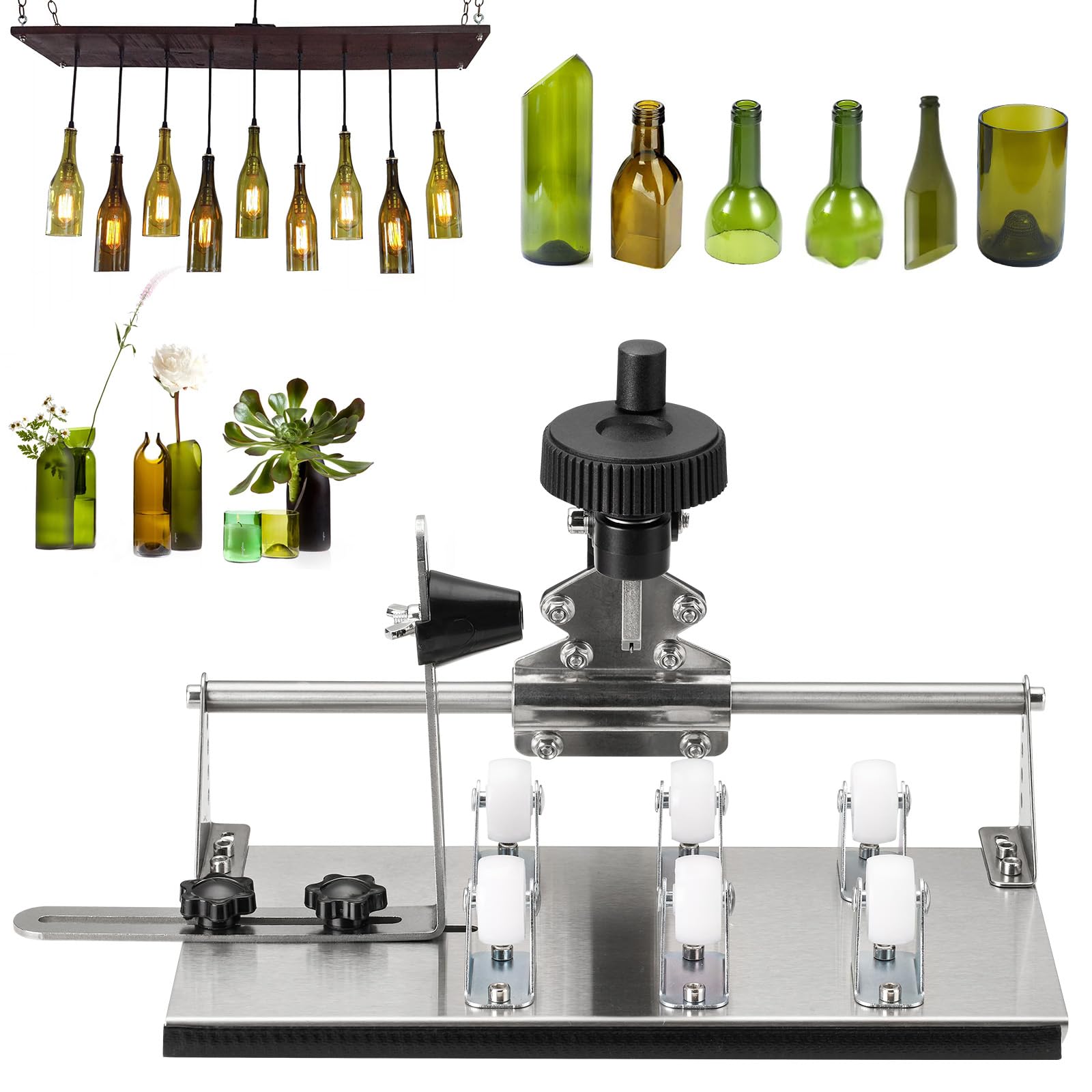 INEYGER Glass Bottle Cutter - Upgrade Wine Bottle Cutter Set Glass Bottle Cutter for All Shapes, Wine Bottle Cutter Tools, Curved Glass Cutting Tool
