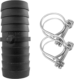 32mm (1.25") corrugated flexible pond pipe repair joiner/connector+2 x double wire hose clips