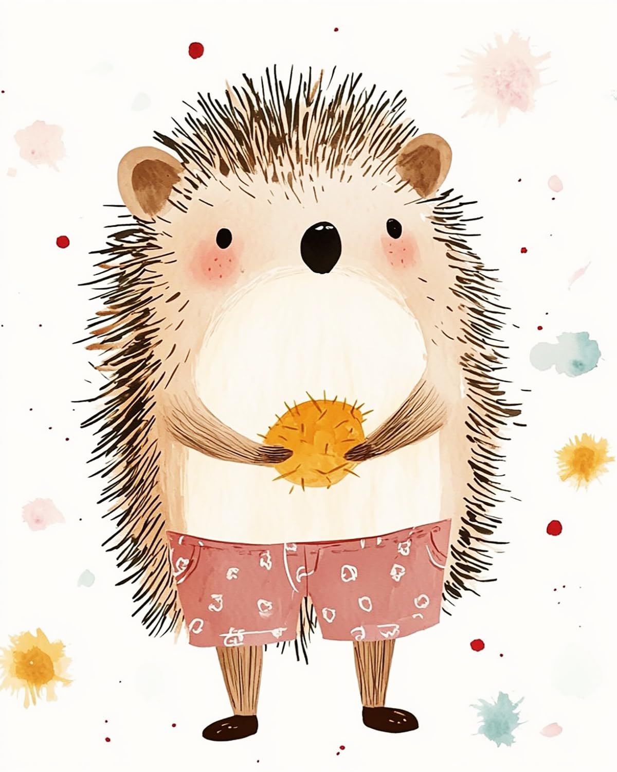 Liubaishi Multicolour Paint By Numbers For Adults, Little Hedgehog Holding A Ball, 40X50 Cm Acrylic Canvas Painting Kit With 3 Brushes
