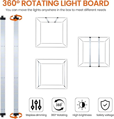 Miniatura 3 de HitTopss Caja de luz de estudio fotográfico de 32 x 32 x 32 pulgadas caja de estudio plegable portátil con 6 telones de fondo kit de iluminación de