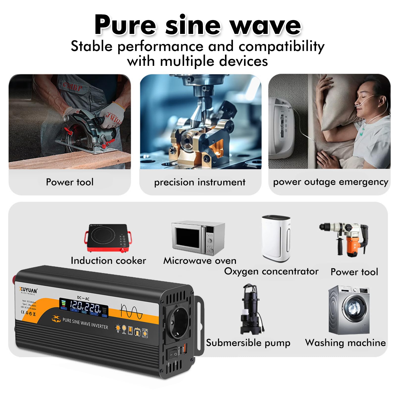 800W Convertisseur 12V 220V Pur Sinus: Onduleur à Transformateur avec Allume Cigare Prise Electrique Et Dual AC Prises Et écran LCD, Inverter Trasformatore Caricatore pour RV Voiture De Camion