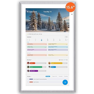 ApoloSign 21.5" Digital Calendar: Dual Mode Calendars with Google Play & Multi-calendar Sync, Electronic Planner & Chore Chart, Smart Touchscreen, Interactive Display for Family Schedules (Teak Wood, 21.5-inch)