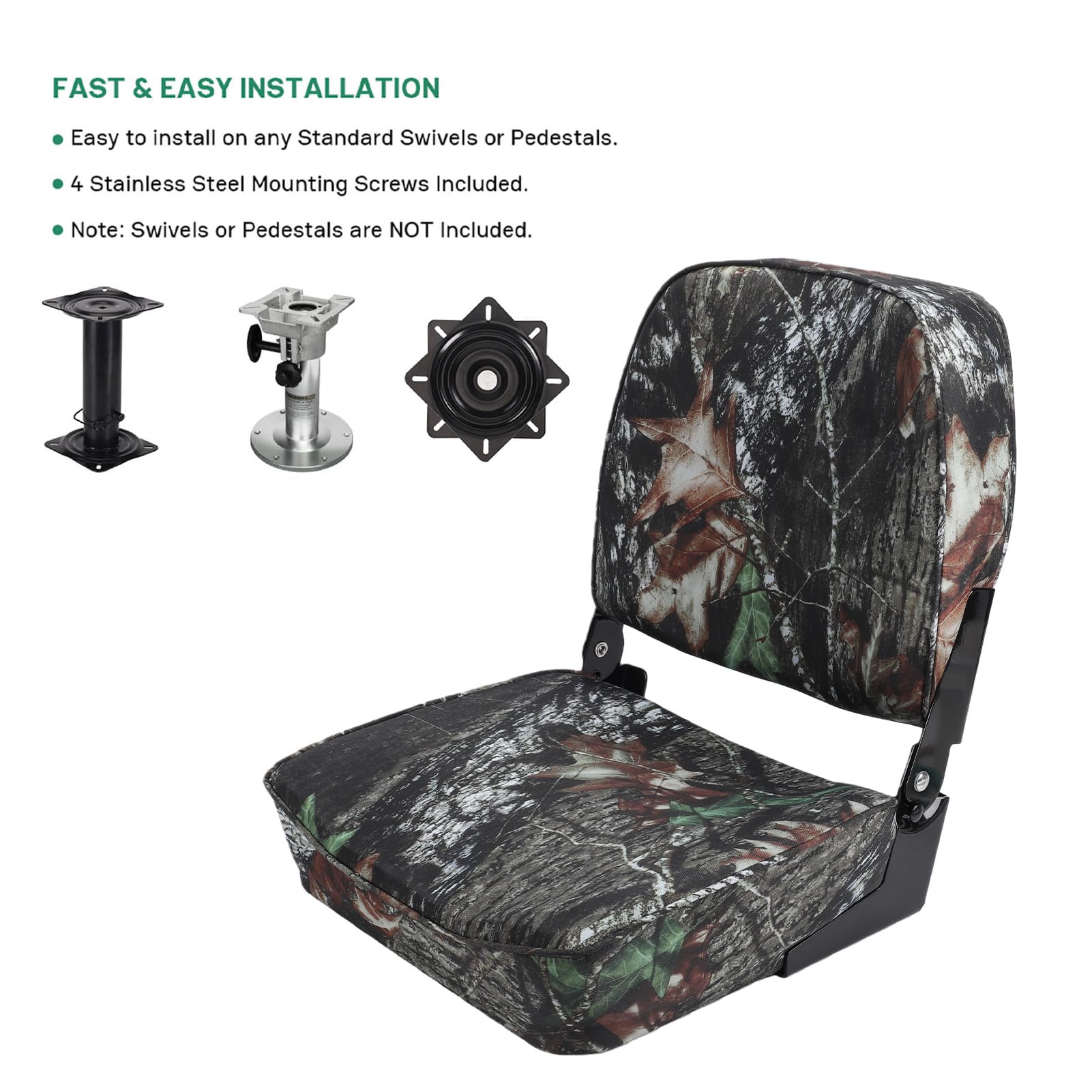 Asiento Plegable para Barco, Aleación de Aluminio, Respaldo bajo, Acolchado Grueso, Soporte Cómodo, Ahorro de Espacio, Bisagras Plegables para Pontón, Barco, Kayak
