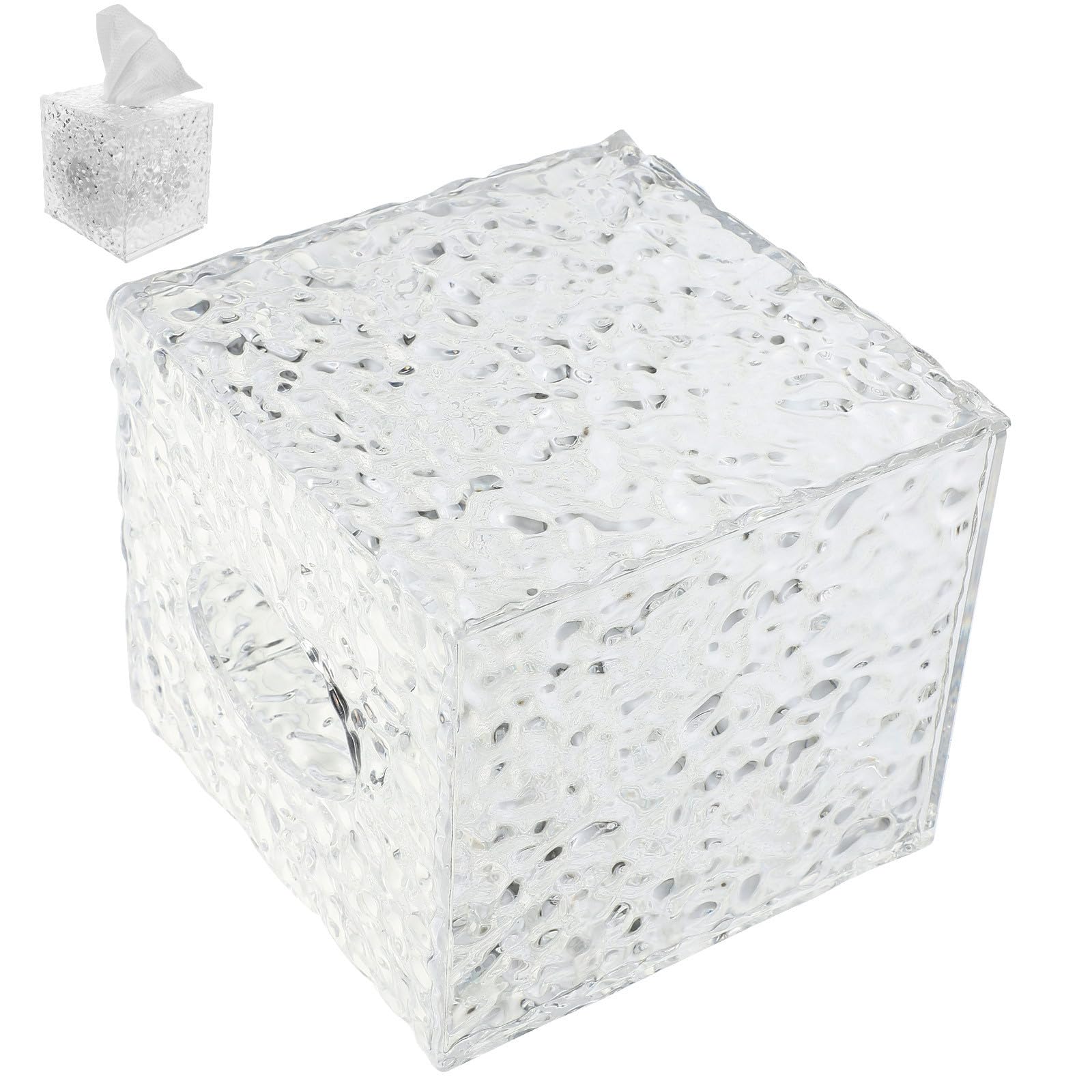 Caja para guardar servilletas de acrílico transparente con efecto textura de hielo para hogar