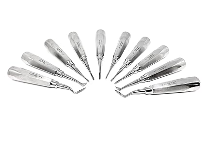 Dental Root Elevators Premium Tooth Extracting Set of 10 - Wide Spectrum of Cryer, Flohr, Luxating and Heidbrink