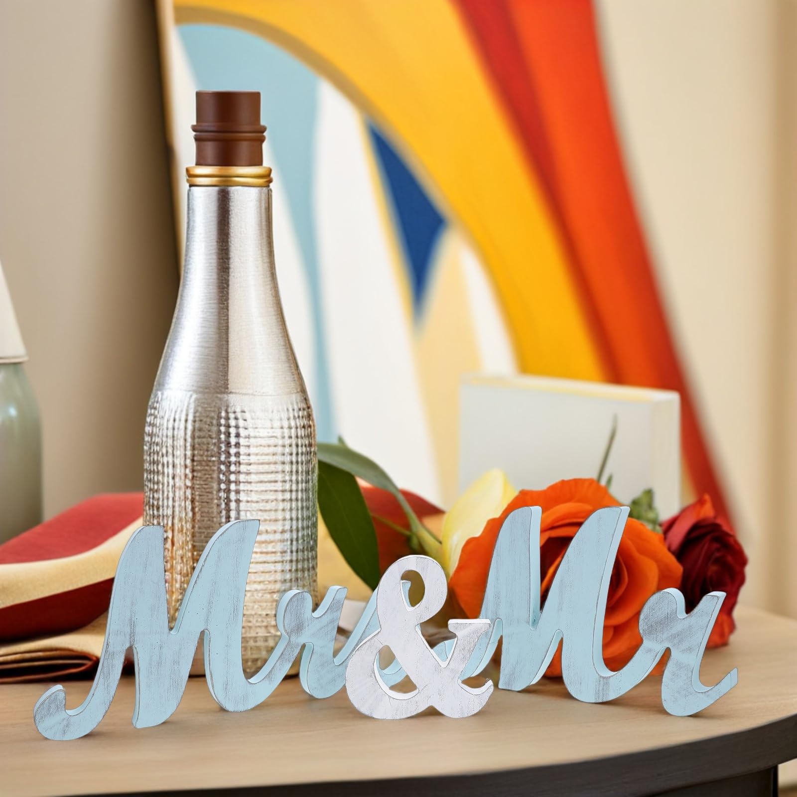 Healvian Decorazione da Tavolo per Matrimonio in Legno Lettere Mr e Mrs, Leggera e Facile da Montare, per Anniversari e Decorazioni Eleganti