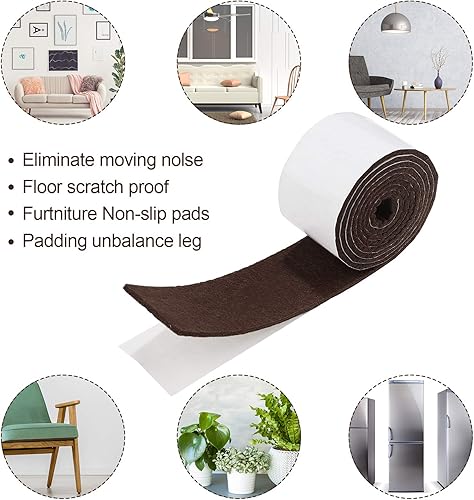 Vista 56 de Shappy Paquete de 2 tiras de fieltro con parte trasera adhesiva, rollo de cinta de fieltro, antideslizantes, autoadhesivas, para proteger suelos